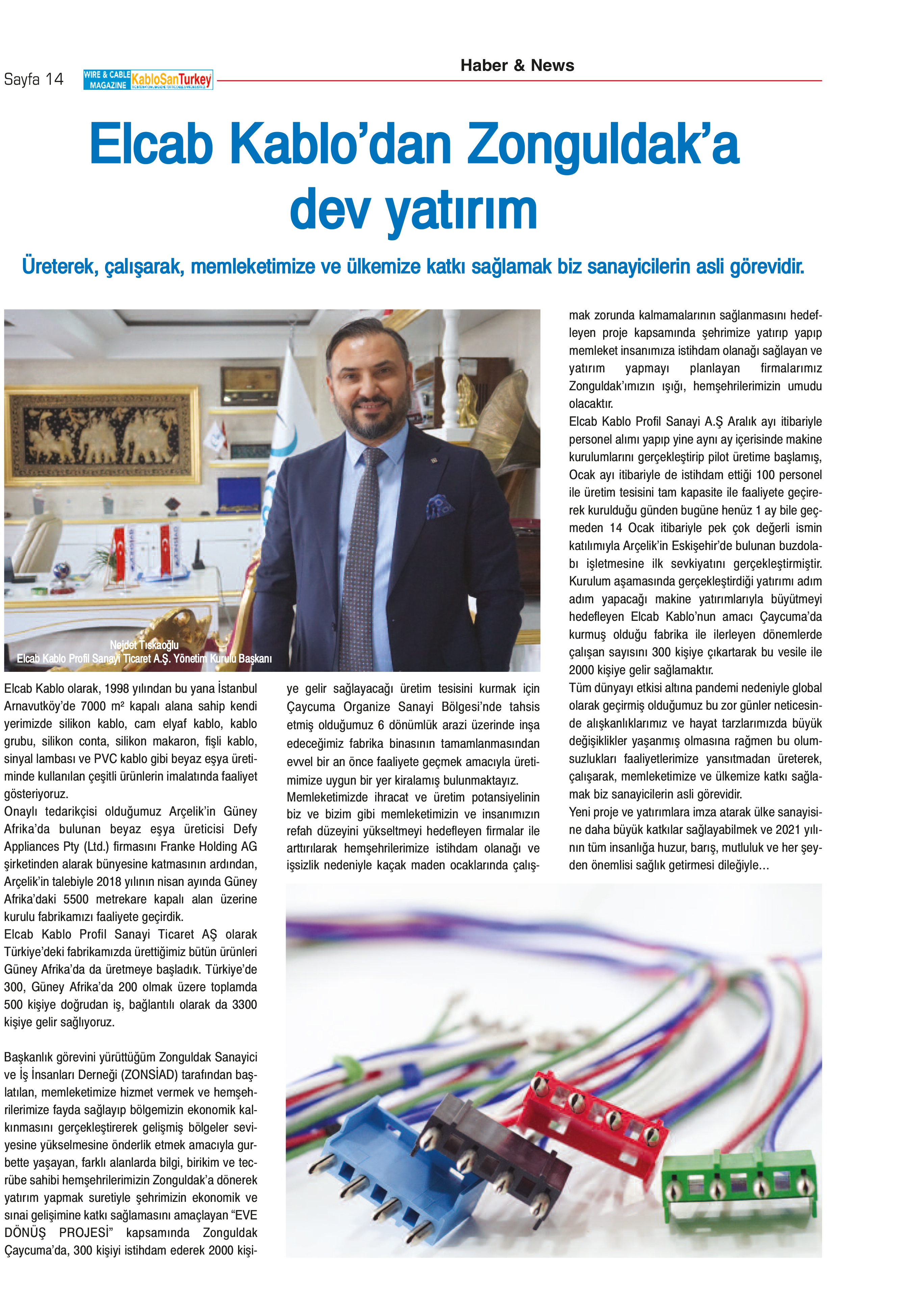 Elcab Kablo'dan Zonguldak'a dev yatırım.