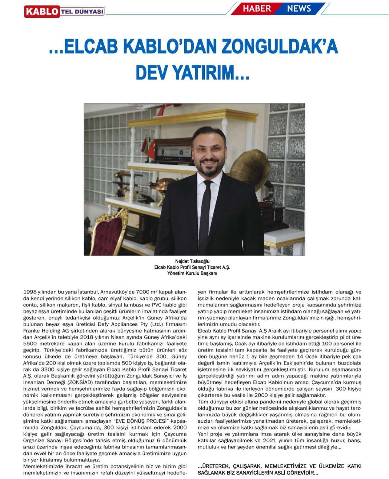 KABLOTEL 2021 OCAK-ŞUBAT AYI -ZONGULDAKA YATIRIM