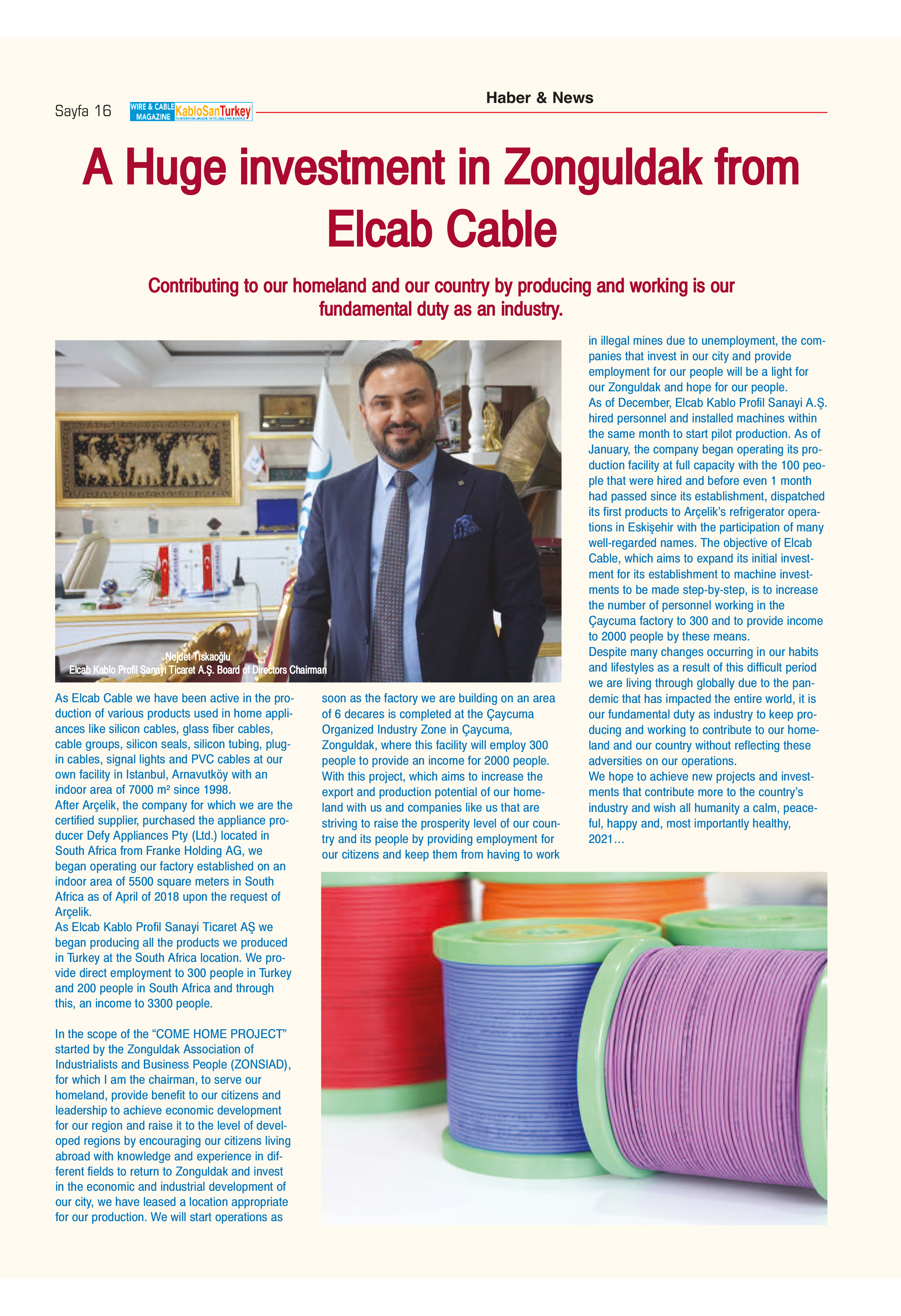 A Huge investment in Zonguldak from Elcab Cable