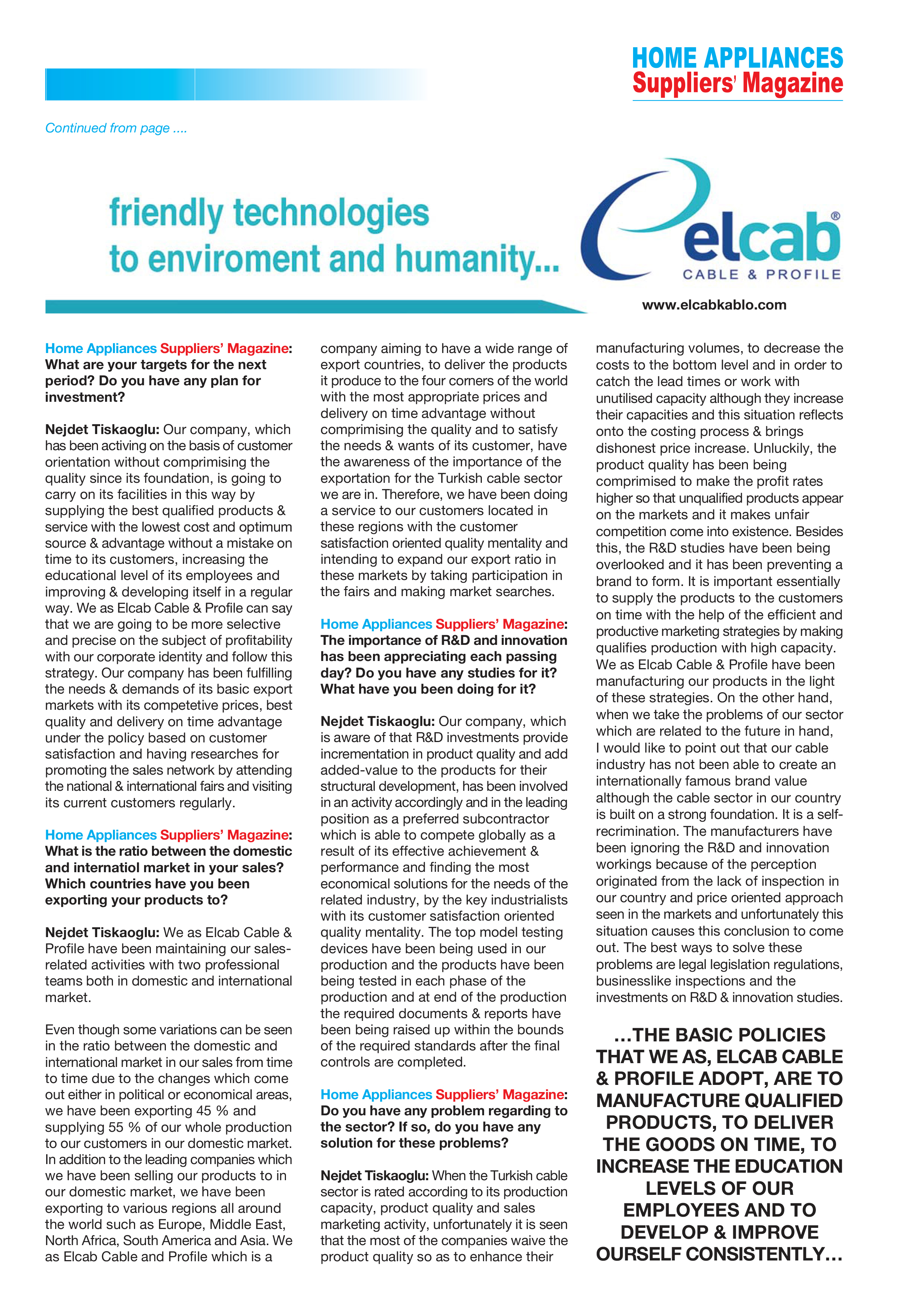 Friendly technologies to enviroment and humanity