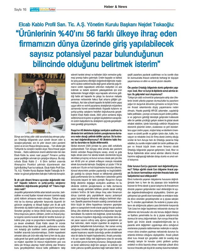 Kablosan Turkey Dergisi'nin Eylül-Ekim sayısında yayınlanan röportajım.